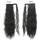 Suri Hair Long Clip in Ponytail Extensions, 24 Inch Wrap Around Long Wave curly Fluffy Hairpiece, Synthetic Pony Tail Hair Black Brown