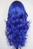 Blue Wigs Cosplay Wigs Natural Wave Curly 24 inch Long Synthetic Wigs Hair for Women (Blue)