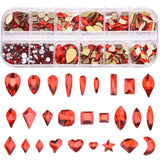 262pcs Flatback Red Nail Art Crystals 960pcs Round Rhinestones 3d Glass Gemstones for Makeup Face Decor Crafts Supply