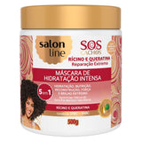 Linha Tratamento (SOS Cachos) Salon Line - Mascara Tratamento Profundo Ricino e Queratina- Reparacao Extrema 5 em 1-500 Gr - (SOS Curls - 5 in 1 Restoration Castor and Keratin Mascara Net 17.6 Oz)