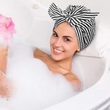 3 Pieces Shower Caps Waterproof Bowknot Bathing Caps Reusable Shower Cap Multi-functional Shower Cap for Women Girls (Stripe, Palm Leaves, Dots)