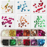 Nails Rhinestones Kit Butterfly Chunky Nail Sequins Glitter Crystal Flat Back Gems Foil DIY Design Manicure Nails Decorations Sets for Nail Art/Craft/Makeup