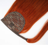 14" Human Hair Ponytail Extensions 80g #350 Copper Red 100% Remy Human Hair Wrap Around Long Ponytail Clip in Hair Extensions Straight One Piece Hairpiece (14", Copper Red)