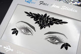 Black face gems Diamond Pasties Eye Jewels self-Adhesive Rhinestone face Jewels Sticker Mermaid Headpiece for Christmas Makeup(Jet black/SV-10)