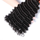 ANGIE QUEEN Peruvian Virgin Hair Deep Wave 3 Bundles 12 12 14 inch 100% Unprocessed Human Hair Weave Extensions Natural Black Color (100+/-5g)/bundle Can be Dyed and Bleached