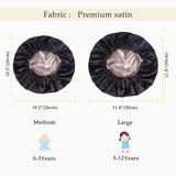 YANIBEST Baby Satin Bonnet Sleep Cap for Curly Hair - Double Layer Reversible Adjustable Silky Satin Cap for Teens Toddler Child(0-3T,Black)