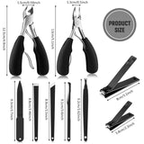 9 Pieces Ingrown Toenail Tools Kit, Toe Nail Clipper Knife Nail Nipper File Set for Ingrown Hard Thick Nail, Ingrown Toenail Cuticle Removal Clippers (Black)