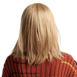 Emmor Natural Blonde Human Hair Wigs for Women and Lady,Shoulder Length Bob Wig Blend With Healthy Kanekalon Fiber with Bangs Straight Style, Softer/Finer/Lightweight