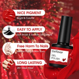 Gelfavor Gel Nail Polish Set 6 Colors 8ML Nail Polish Kit Soak Off UV Gel Polish Nail Art Manicure Starter Kit DIY Home & Salon Beauty Gift Box LED Nail Lamp Needed (red Series)