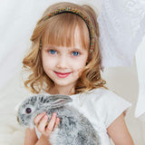 Rhinestone Padded Headband Bejewelled Statement Headband, Diamond Crystal Beaded Headband Wide Glitter Velvet Padded Hairbands for Women Girls Party Hair Accessories(Gold, Silver, Rainbow)