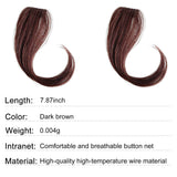 2PCS Wave Side Bangs Real Natural Human Hair Bangs Hair Piece, Clip In Bangs Wave Fringe Hair Extensions (Human Hair, Dark Brown)