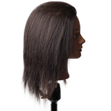 12” Afro Mannequin Head with 100% Human Hair Hairdresser Training Head Female Mannequin African Cosmetology Doll Head Manikin for Hair Styling & Practice with Free Clamp (1B Hair Color)