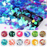 Minejin Nail Art Round Mermaid Glitter Sequins With Broken Shell Glass Paper Candy Foil Paillette Flakes Diy Tips 2 Set