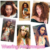 8A Grade Brazilian Curly Hair Weave 3 Bundles (14 14 14,300g) Brazilian Virgin Kinky Curly Human Hair Weave 8A 100% Unprocessed Hair Weft Extensions Ombre 2 Tone 1B/30 Color