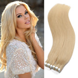40Pcs 100g Per Set Pu Tape Hair Extensions Skin Weft Tape in Human Hair Extensions (16inch,Color 613#)