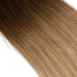 Tape in Hair Extensions Human Hair Ombre 2 Tone Double Side Tape Seamless Skin Weft Rooted Tape on Natural Hair Extensions 20pcs Long Straight Silky (24 inch 50g,#4T27 Medium Brown to Dark Blonde)