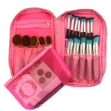 TraderPlus Portable Cosmetic Bag Makeup Brushes Organizer Makeup Artist Case with Belt Strap Holder Multifunctional Makeup Handbag for Travel (Pink)