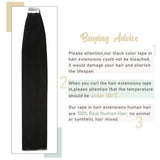 26inch Tape in Extensions Human Hair Jet Black #1 Tape in Black Extensions Human Hair Long Straight Jet Black Human Hair Extensions Remy Hair 20pcs 50g