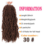 New soft locs 18 inch 6 Packs Goddess Faux Locs Curly Wavy Crochet Synthetic Braiding Hair Extensions (18 inch, 30#)