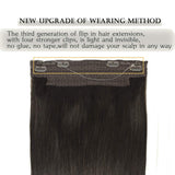 GOO GOO Halo Hair Extensions Human Hair Dark Brown Hairpiece 14 Inch 70g Flip in Remy Human Hair Extensions Straight Hidden Crown Wire Hair Extensions