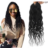 18inch Wavy Senegalese Twist Crochet Braids Curly Goddess Senegal Twists Hair Synthetic Braiding Hair Extension(6Packs,#1B)