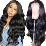 Body Wave Lace Front Wigs Human Hair Pre Plucked with Baby Hair Real Human Hair Wigs 4x4 Lace Closure Wig Human Hair Wigs for Black Women (18 Inch, Body Wave Wig) 150% Density Natural Color