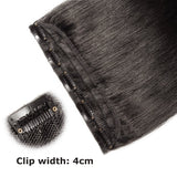 Benehair One Piece Clip In Hair Extensions Human Hair 22 inch Natural Off Black 3/4 Full Head with 5 Clips Long Straight Natural Soft Real Hair for Women 22" #1B