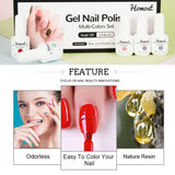 Homost Gel Nail Polish Set, Red Pink Purple Green 6 Colors Gel Nail Polish Kit, DIY Nail Art Set