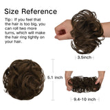 FESHFEN 100% Human Hair Bun Extension, Messy Bun Hair Piece Curly Hair Scrunchies Chignon Ponytail Extensions for Women Girls Updo Donut Hairpiece, Medium Chestnut Brown