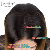 Joedir Lace Front with 4"x4" Simulated Scalp Wig 24'' Long Straight Wave Heat Resistant Synthetic Wigs With Baby Hair For Black Women 130% Density（Ombre Honey Color）