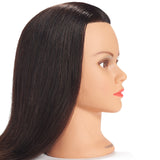 Hairginkgo Mannequin Head 20"-22" Human Hair Manikin Head Hairdresser Training Head Cosmetology Doll Head for Styling Dye Cutting Braiding Practice with Clamp Stand (92018LB0214)