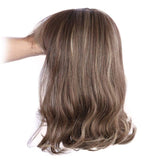 TopWigy Mix Brown Short Wig Short Wavy Bob Wig with Bangs Heat Resistant Fiber Hair Wigs for Women Shoulder Length Wig 14 Inches Daily