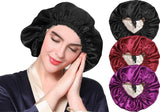 Satin Bonnet Sleep Bonnet Cap, 3 Pcs Double Layer Reversible Adjustable Satin Cap for Sleeping Hair Bonnet