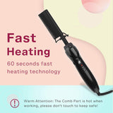 Homfu Electric Hot Straightening Heat Pressing Comb Ceramic Curling Flat Iron Curler Designed Hair Straightener for Natural Black ,Anti-Scald Beard Straightener Press Comb (Black)
