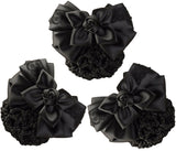 LiveZone (Pack of 3) Women Hair Bun Cover Net Snood Hairnet Bowknot Decor Barrette Hair Clip Bow Lace Flower Hair Accessories,Black