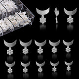 FINGERQUEEN 500 Pcs 10 Sizes French Short Style Acrylic False Nail Art Tips Finger Sticker Extension ToolFlower Handle with Number