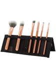 Royal & Langnickel MODA Travel Size Metallics Total Face Makeup Brush Set with Pouch, Includes - Powder, Foundation, Angle Shader, Smoky Eye, Brow Liner and Pointed Lip Brushes, Rose Gold