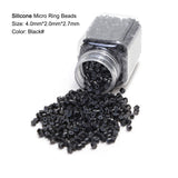 Vlasy 1000Pcs 4mm Silicone Lined Micro Ring Beads for Hair Extensions 5Colors Apply (1000Pcs Black)