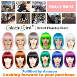 Colorful Bird Neon Green Bob Wig with Bangs Synthetic Short Straight Bob Wig Cosplay Party Wig for Girls (Fluorescent Green,12 inches)