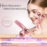 Face Massager Roller Electric Beauty Bar 24k Golden Sonic Energy T Shape 3D Roller 2 In 1 Face Massager Kit Instant Face Lift Anti Wrinkles Skin Tightening Face Firming