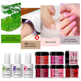 Dip Powder Nail Kit 6 Colors Red Glitter Dipping Powder System Starter Kit Acrylic Dipping System for French Nail Manicure Nail Art Set Essential Kit,Portable Kit for Travel