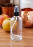 8 oz Clear Boston Round Thick Plated Glass Bottle with Black Mist Spray (4 Pack)