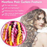 Hair Curlers 36 Pieces Spiral Curls Hair Rollers No Heat Hair Curls Styling Kit Magic Hair Roller with 2 Pieces Styling Hooks for Extra Long Hair Most Kinds of Hairstyles (17.7"/45cm)