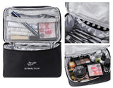 Double Layer Cosmetic Bag,Large Makeup Bag Organizer,Waterproof Toiletry Bag,Travel Packing Bag (A/Wine)