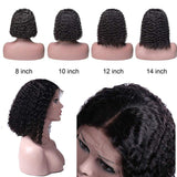 Curly Bob Lace Front Wigs Human Hair with Middle Part Deep Wave Short Bob Wigs for Black Women Soft Brazilian Remy 4X4 Lace Closure Wig 14 Inch