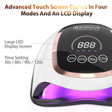 UV LED Nail Lamp, iBealous 168W Professional Fast Gel Nail Polish Dryer Curing Lamp for Gel Polish Salon Quality Nail Light Gel Lamp 4 Timer Setting & Big LCD Touch Screen for Fingernail & Toenail