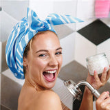 Leotruny Shower Cap Reusable Bow Bath Cap Waterproof for Women All Hair Lengths (C04-Wave)