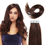 16inch Medium Brown Tape In Hair Extensions Human Hair Tape In Extensions Dark Brown Remy Hair Tape In Extensions 40g 4#