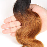 Seelaak Ombre Brown Bundles Body Wave Hair 3 Bundles Ombre T30/1B Two Tone Colors 10A Brazilian Remy Hair Extensions for Black Women (10 12 14)