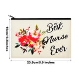 6 Pieces Makeup Pouch Cosmetic Bag Travel Toiletry Case Pencil Bag with Zipper for Teacher Gifts (Best Nurse Ever)